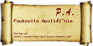 Paukovits Apollónia névjegykártya